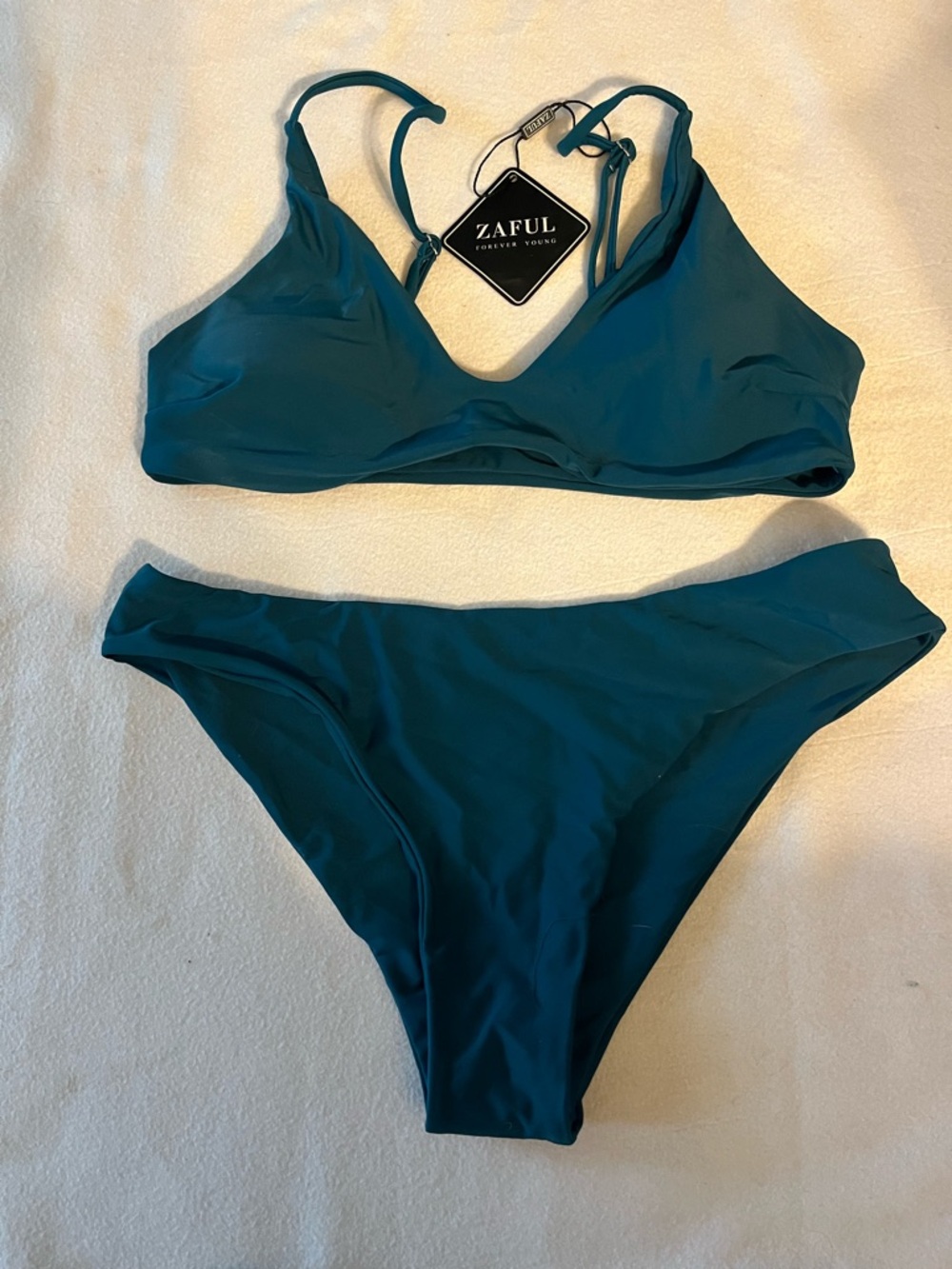 Zaful Teal Green Bralette Bikini Set
